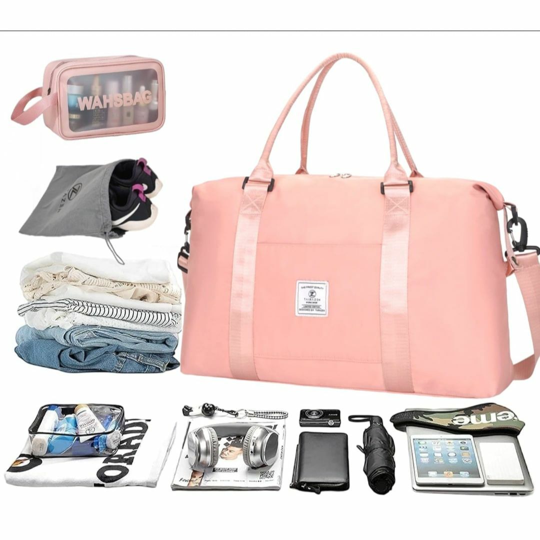 【色: Pink】ボストンバッグトラベルバッグレディース 旅行バッグ 大容量 軽 3