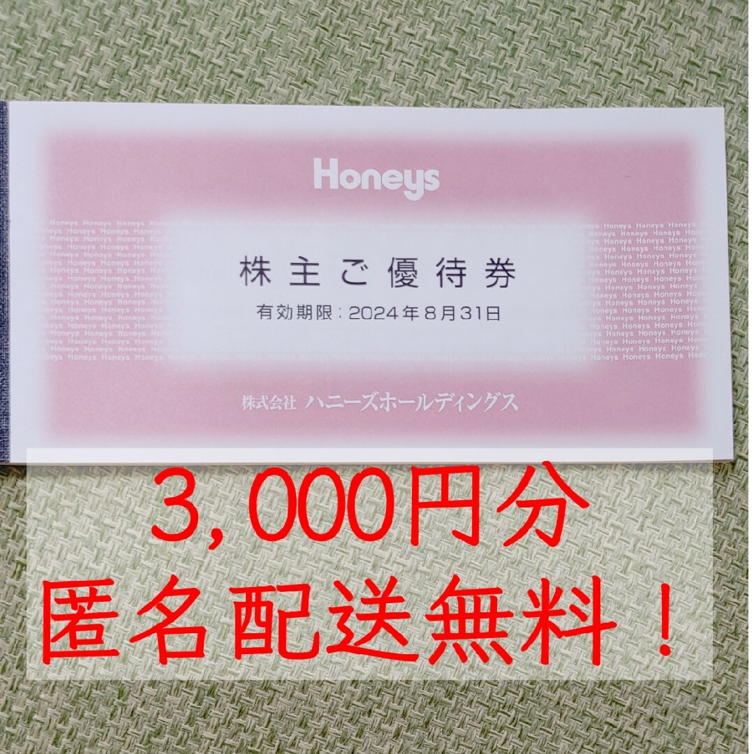 HONEYS(ハニーズ)のハニーズ株主優待券 3,000円分 チケットの優待券/割引券(ショッピング)の商品写真