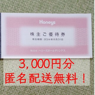 ハニーズ(HONEYS)のハニーズ株主優待券 3,000円分(ショッピング)