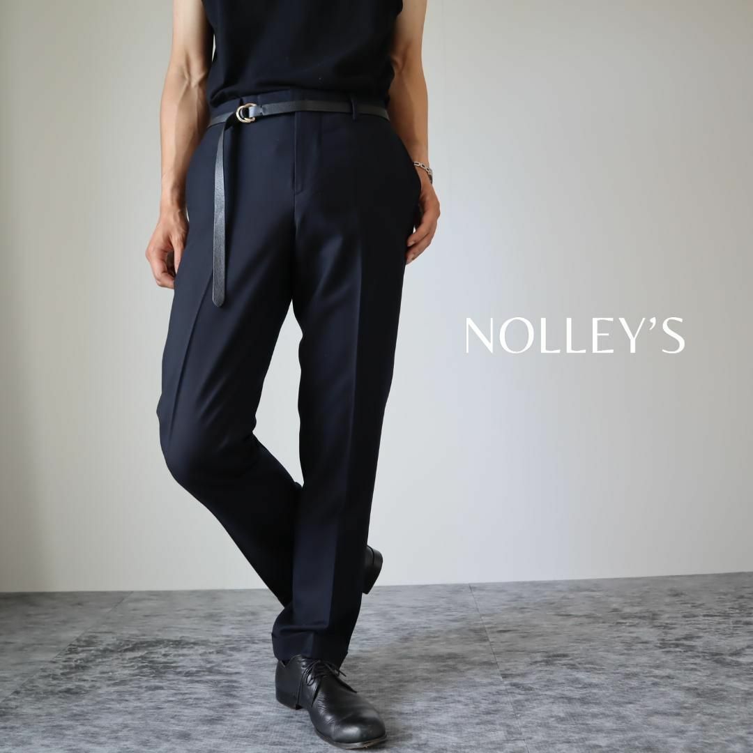 【NOLLEY'S】ノーリーズ ウール ストレート スラックス 濃紺 W30