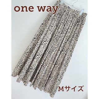 ワンウェイ(one*way)のワンウェイ ダルメシアン プリーツ ロング スカート M ドット アイボリー(ロングスカート)