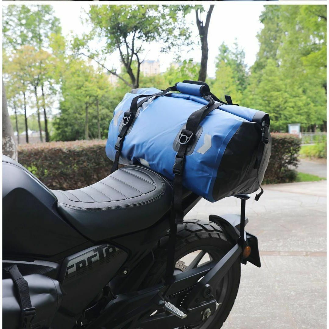 バイクシートバッグ 防水 軽量 完全防水 シートバッグ　ブルー　50L