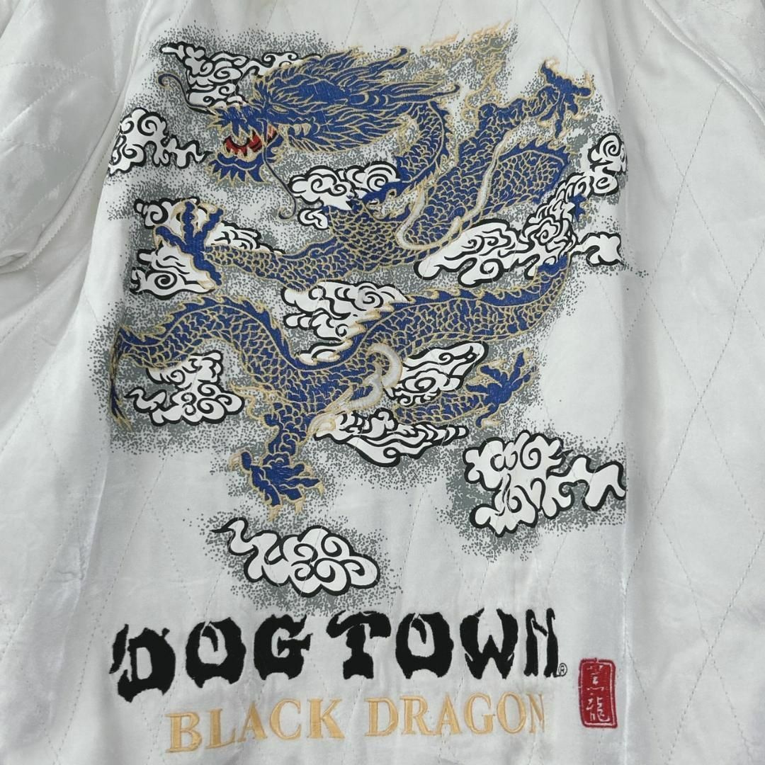 DOG TOWN - DOG TOWN 黒龍 豪華刺繍 和柄 ドラゴン スカジャン 白XLの