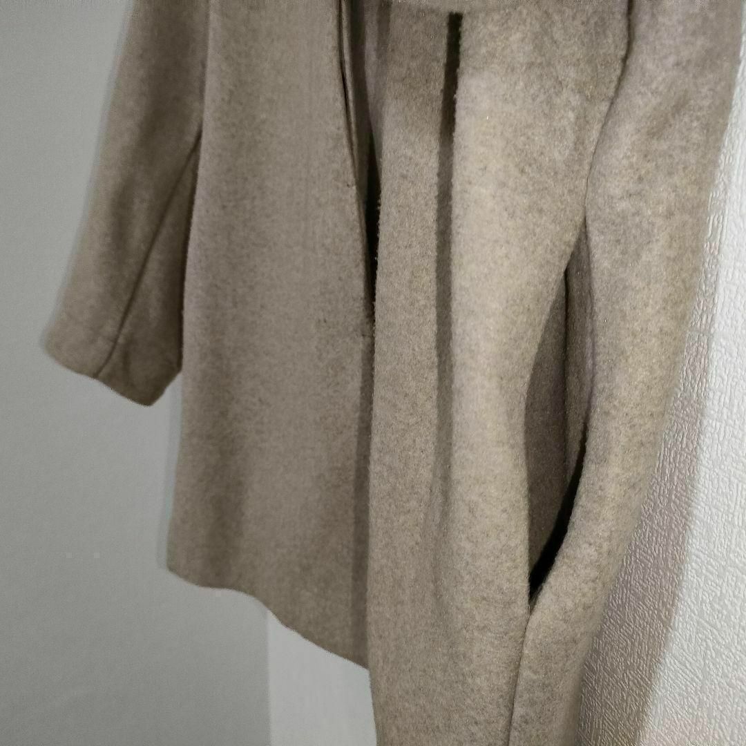 【select MOCA】ノーカラーカットメルトンミドルコート(F)ベージュ 【select MOCA】ノーカラーカットメルトンミドルコート(F)ベージュ