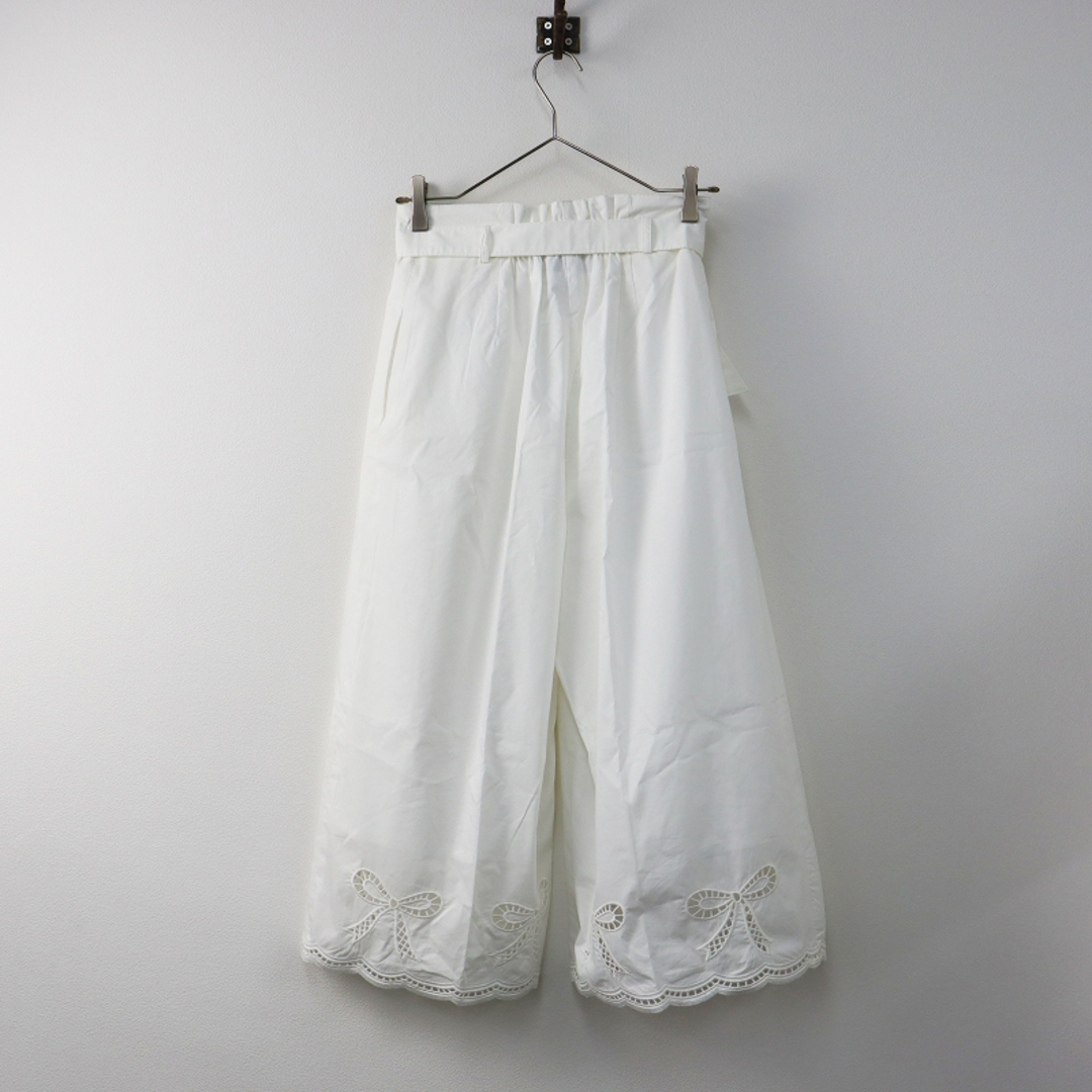 エムズグレイシー M'S GRACY Ribbon Motif Wide Pants リボンモチーフワイドパンツ 38/ホワイト ベルト【2400013478311】