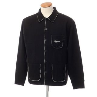 シュプリーム(Supreme)の【中古】シュプリーム Supreme 2022年秋冬 Contrast Stitch Button Up ウールアクリル ニット カーディガン ブラック【サイズM】【メンズ】(カーディガン)