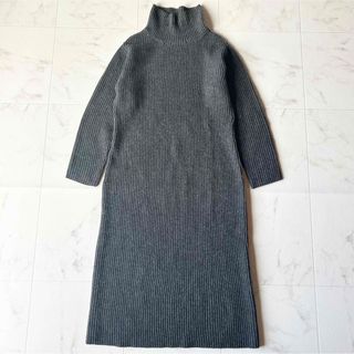 カシミヤ30%★ポロラルフローレン グレー マキシ丈 ニット ワンピース L