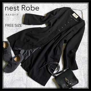 ▶nest robe　ネストローブ　ウールビエラスキッパーワンピース　黒