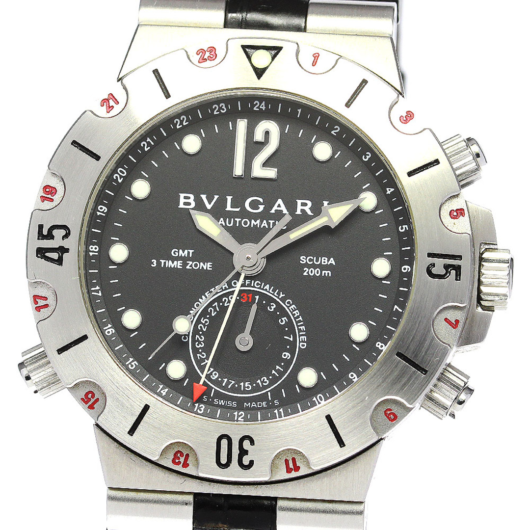 ブルガリ BVLGARI SD38SGMT ディアゴノ スクーバ GMT デイト 自動巻き メンズ 保証書付き_767551