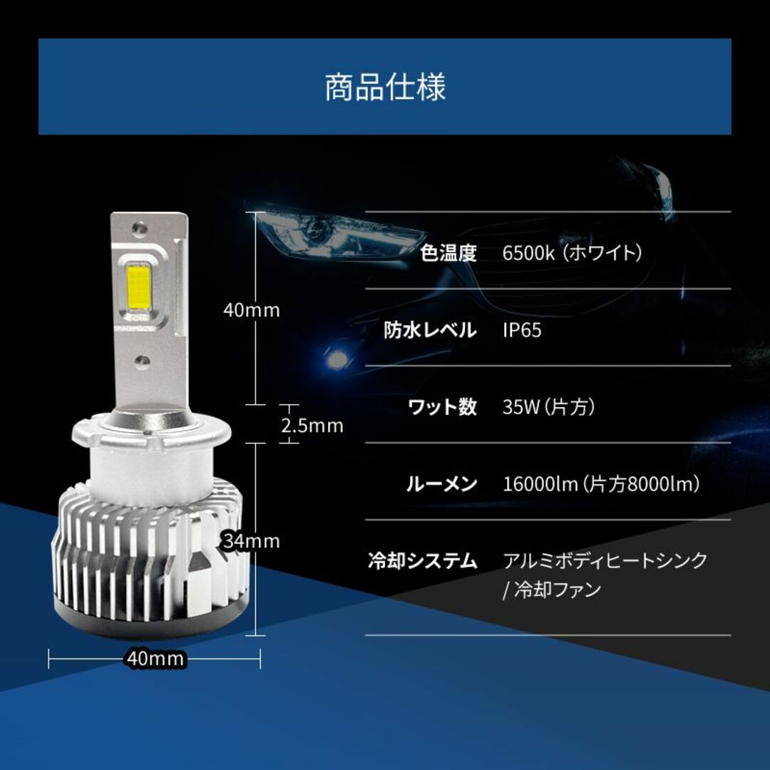 HIDより明るい○ D2R LED ヘッドライト ヴィッツ 爆光