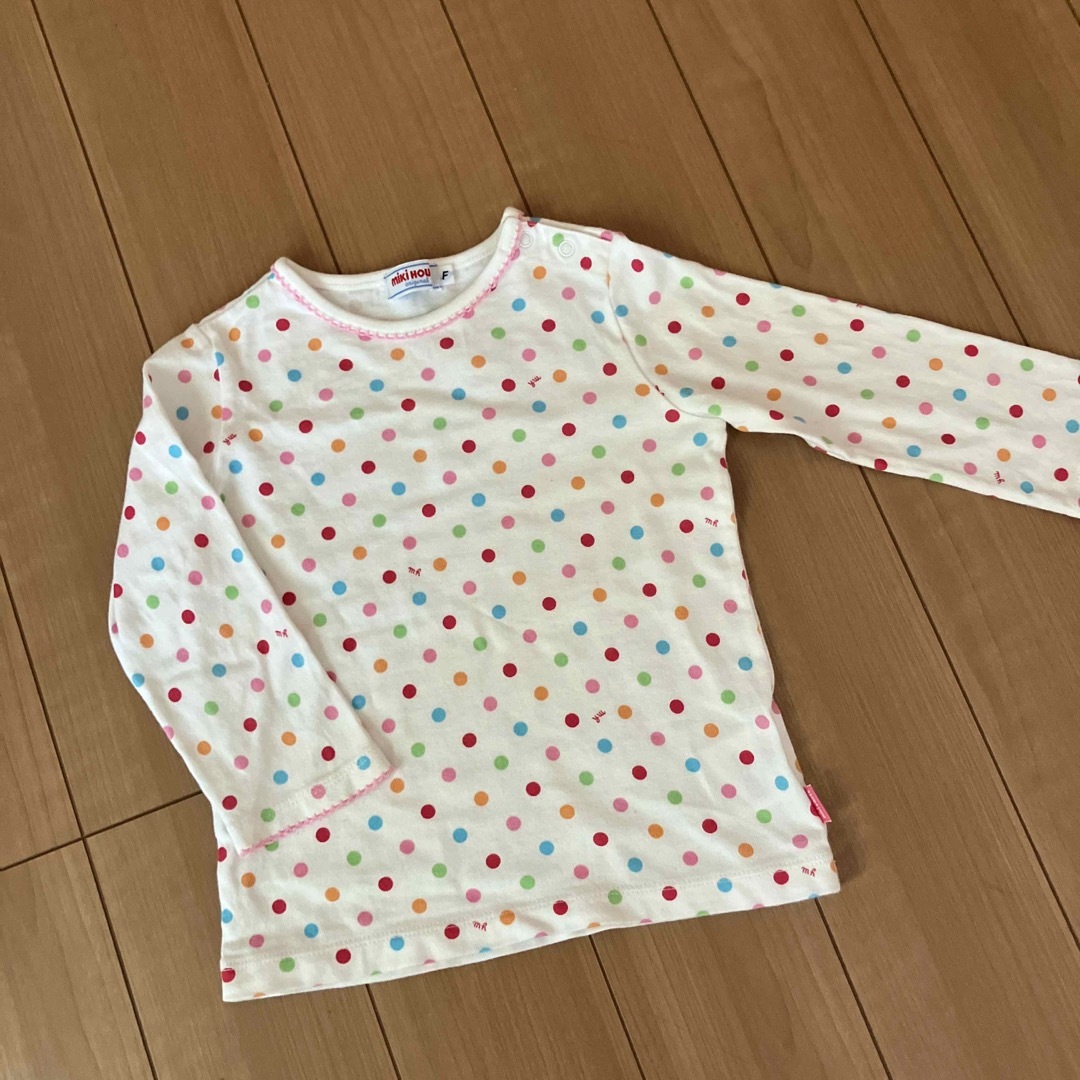 新品未使用タグ付き☆ミキハウス うさこお顔いっぱい重ね着風長袖Tシャツ-