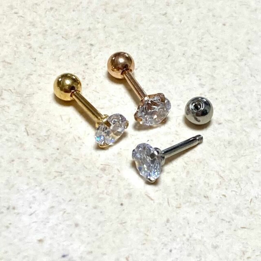 スタッドピアス 16G ✴ シルバー✴ cz5mm★サージカルステンレス メンズのアクセサリー(ピアス(片耳用))の商品写真