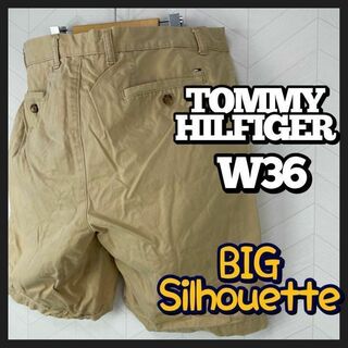 トミーヒルフィガー(TOMMY HILFIGER)のトミー ヒルフィガー ショートパンツ ビックサイズ ワイド 刺繍ロゴ USA古着(ショートパンツ)