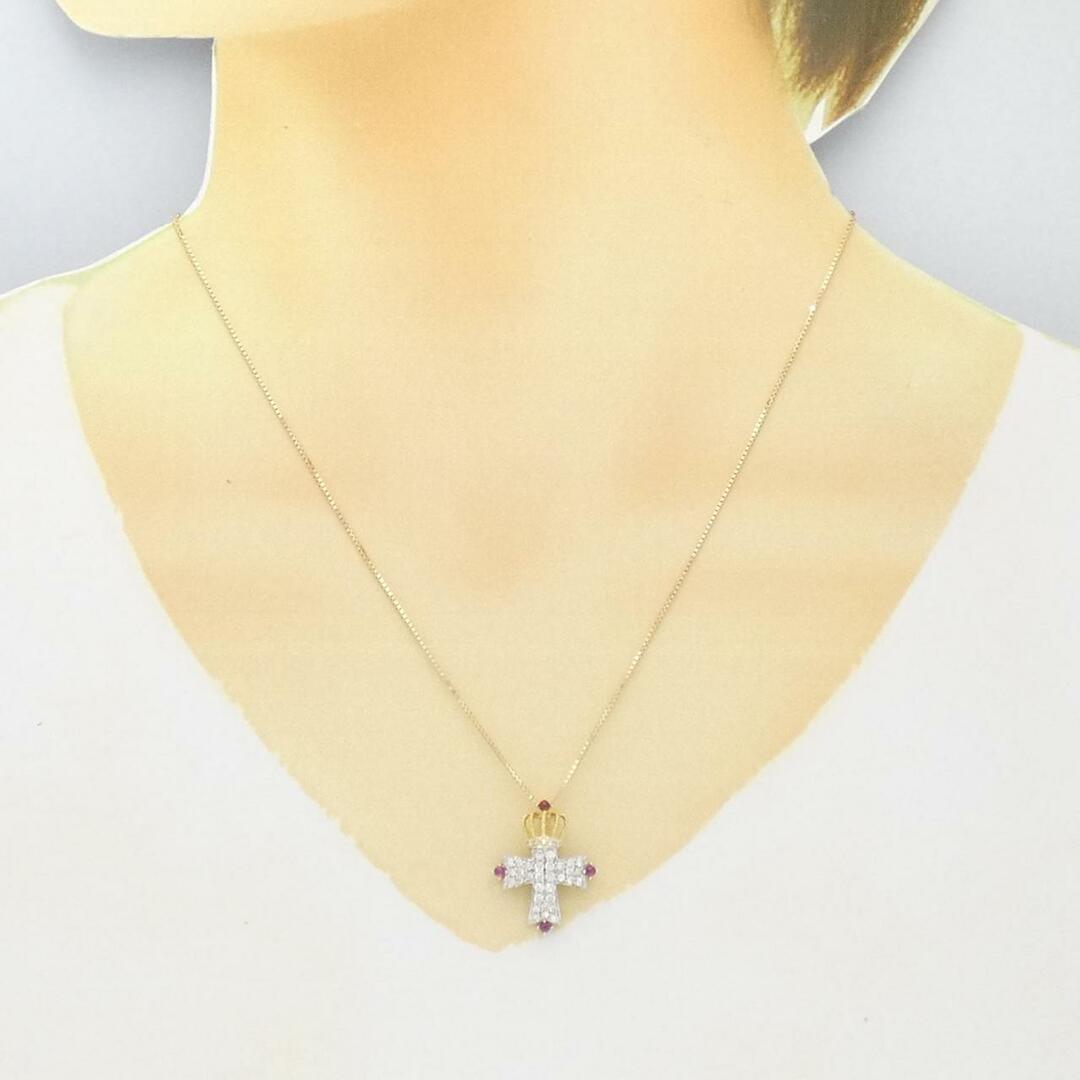 K18WG クロス ルビー ネックレス 1.00CT