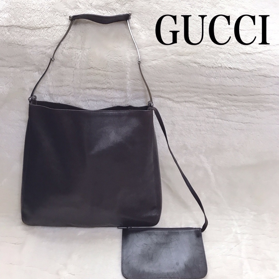 Gucci - GUCCI グッチ オールレザー ショルダーバッグ 金具 ポーチ