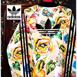 アディダス(adidas)のアディダス ファーム 小さいサイズ ピンク 花柄 ジャージ ブルゾン パーカー(ブルゾン)