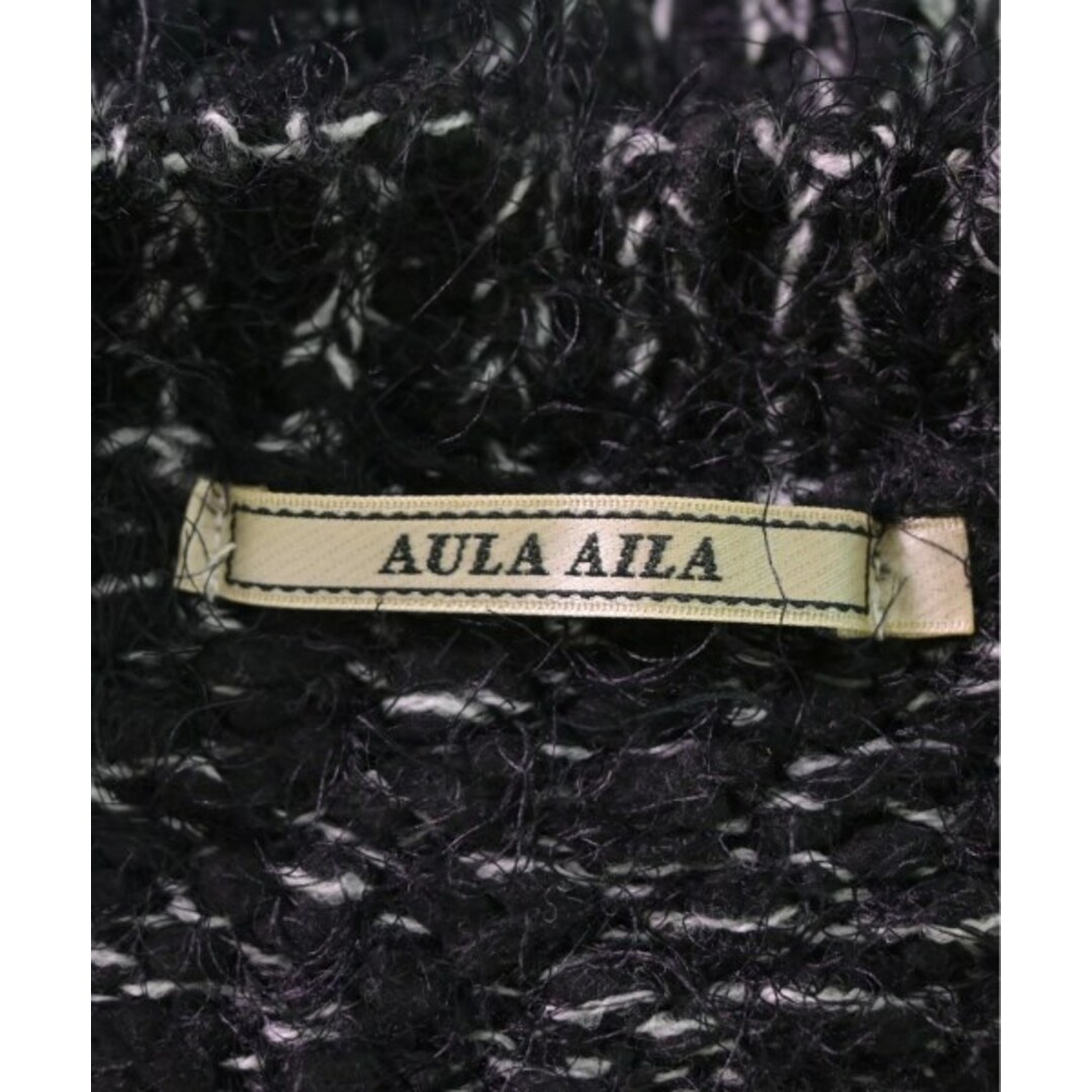 AULA AILA(アウラアイラ)のAULA AILA アウラアイラ カーディガン 0(XS位) 黒x白 【古着】【中古】 レディースのトップス(カーディガン)の商品写真