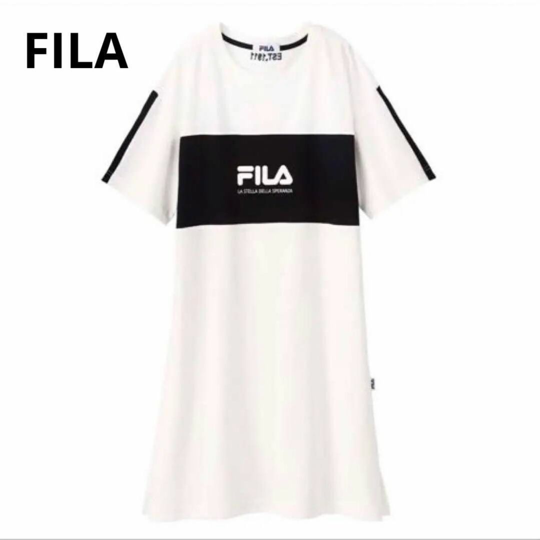 FILA(フィラ)のフィラ【FILA】モノトーン配色Tシャツワンピ レディースのワンピース(ロングワンピース/マキシワンピース)の商品写真