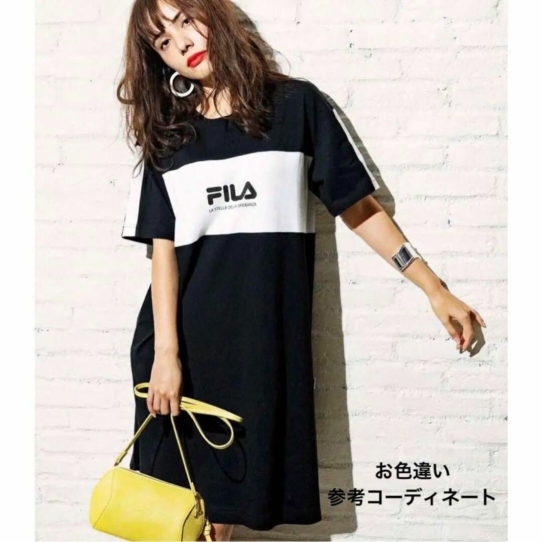 FILA(フィラ)のフィラ【FILA】モノトーン配色Tシャツワンピ レディースのワンピース(ロングワンピース/マキシワンピース)の商品写真