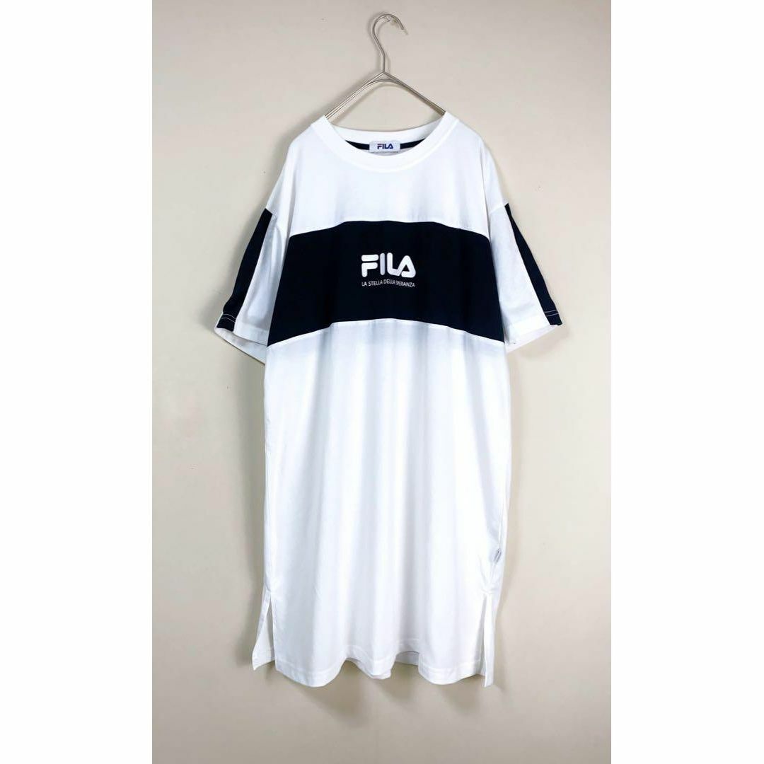 FILA(フィラ)のフィラ【FILA】モノトーン配色Tシャツワンピ レディースのワンピース(ロングワンピース/マキシワンピース)の商品写真