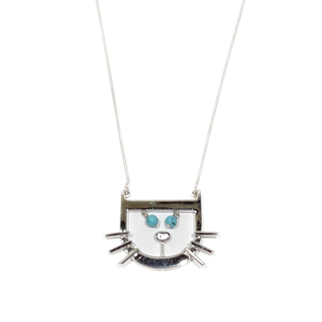 Christian Dior Dロゴ 猫 キャット ネコ モチーフ ターコイズ ヴィンテージ ネックレス メタル