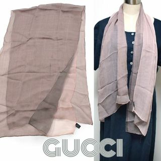 グッチ(Gucci)のグッチ■Gロゴ2枚重ねシルクシフォン縦型スカーフ　ショールストール　ピンク(マフラー/ショール)