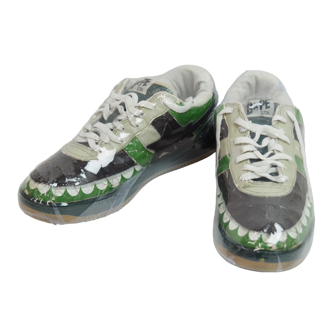 A BATHING APE × KAWS BAPE STA アベイシングエイプ カウズ ベイプスタ スニーカー グリーン 靴 29cm  53775