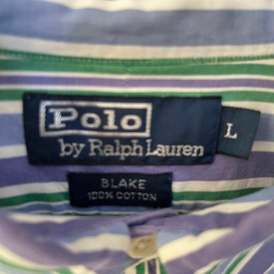 POLO RALPH LAUREN(ポロラルフローレン)の90sヴィンテージ古着ポロラルフローレン刺繍ロゴマルチカラーストライプBDシャツ メンズのトップス(シャツ)の商品写真