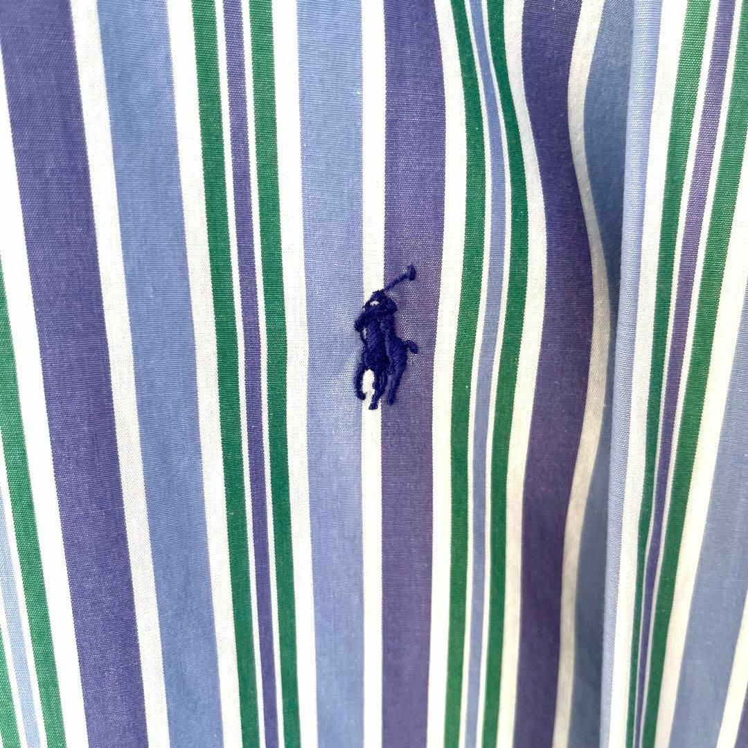 POLO RALPH LAUREN(ポロラルフローレン)の90sヴィンテージ古着ポロラルフローレン刺繍ロゴマルチカラーストライプBDシャツ メンズのトップス(シャツ)の商品写真