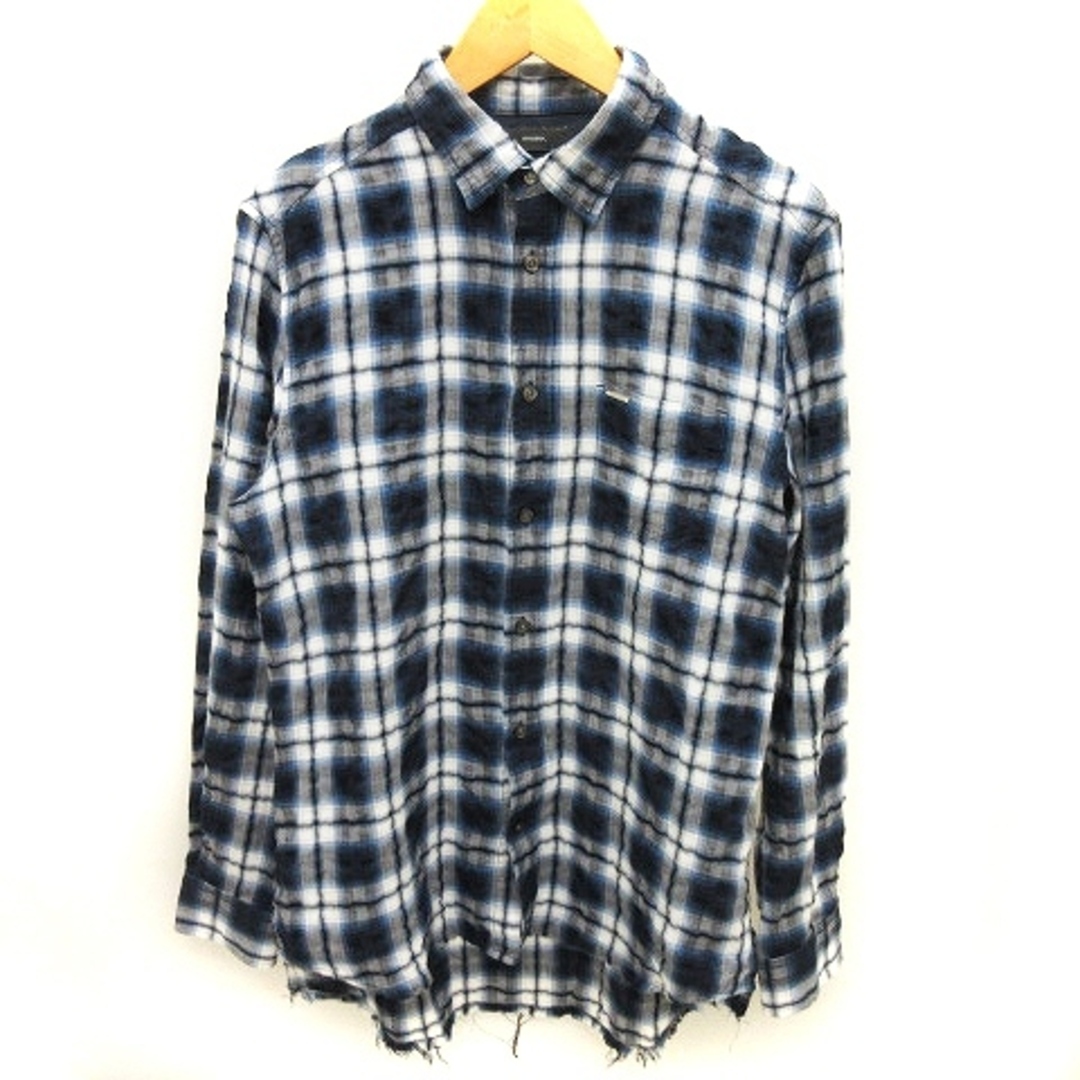 DIESEL - ディーゼル 長袖シャツ チェック カットオフ コットン 青系 M