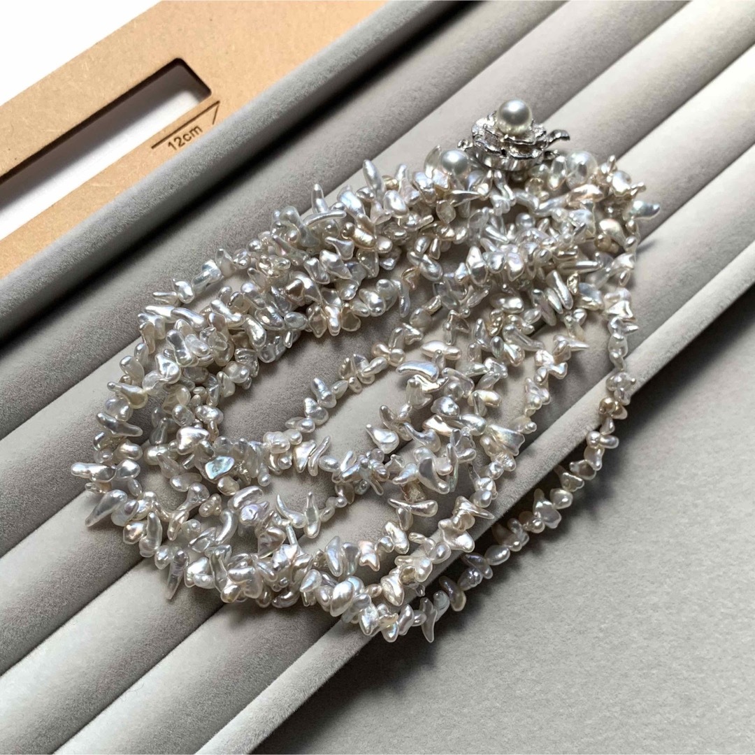あこや真珠 ケシパールの3連ネックレス シルバーの刻印です-