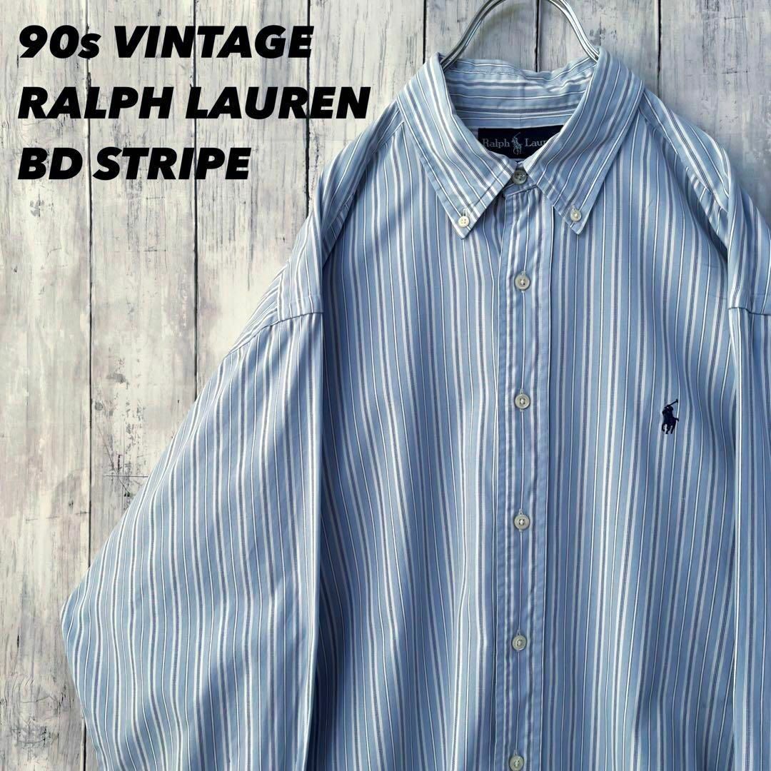 《90s/》ラルフローレン BDシャツ 刺繍ロゴ ヴィンテージ メンズ