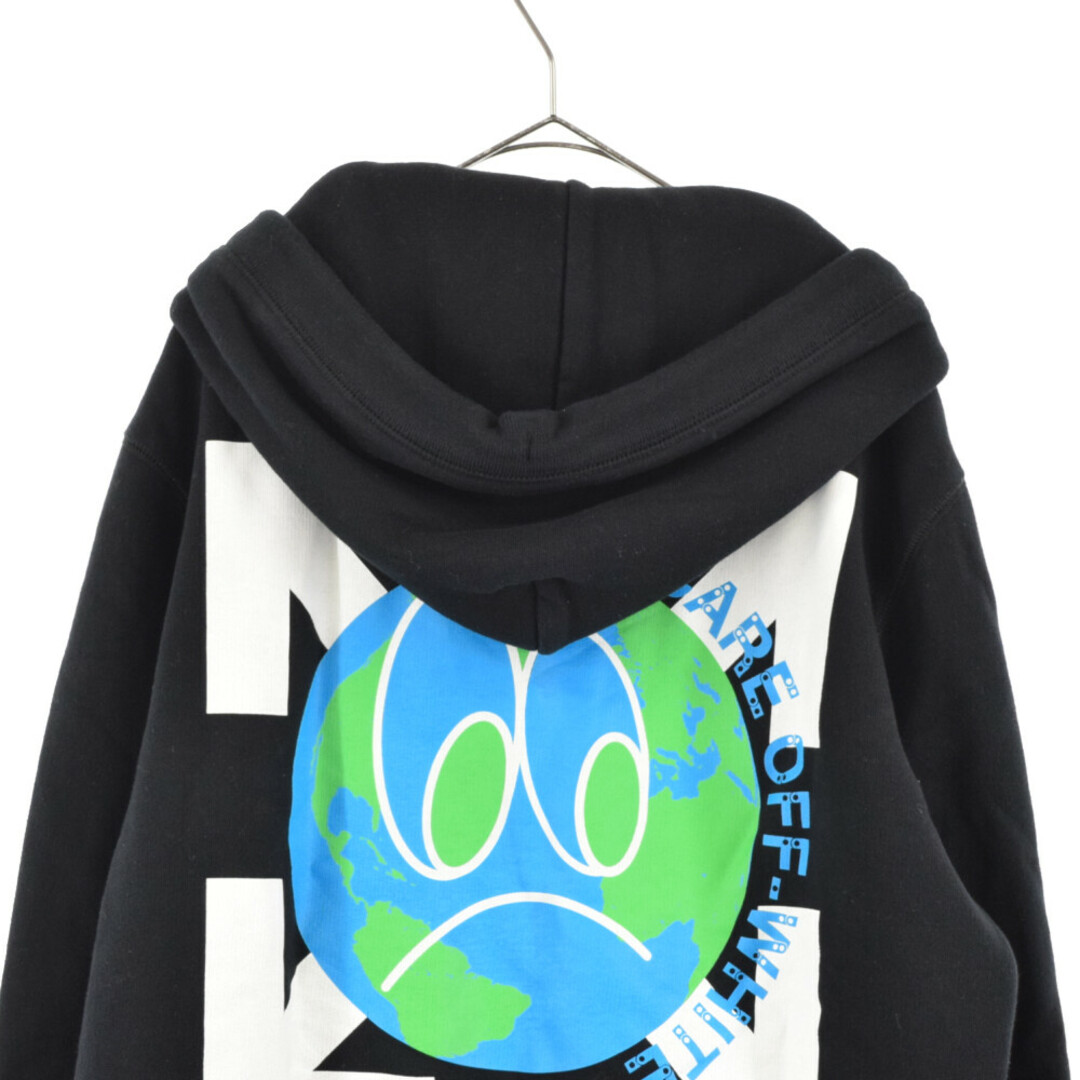 OFF-WHITE OFF-WHITE オフホワイト Logo Print Drawstring Hoodie バックプリント アースデザイン  地球 プルオーバー スウェット パーカー ブラック OMBB074S21FLE003の通販 by BRINGラクマ店｜オフホワイトならラクマ