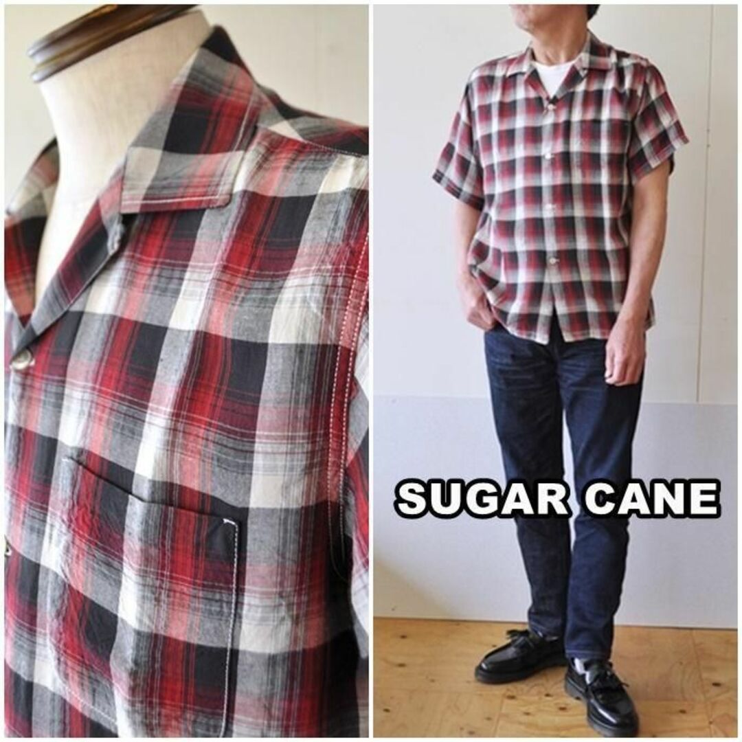 sugarcane シュガーケーン　オンブレチェック　オープンシャツ　 L