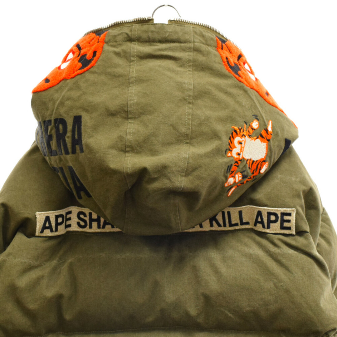 READY MADE レディメイド 25周年記念×A BATHING APE BAPE TIGER HOODIE DOWN JACKET XXV 25th ANNIVERSARY アベイシングエイプ タイガーワッペン ジップアップダウンジャケット カーキ