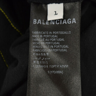 BALENCIAGA バレンシアガ 23SS クラッシュダスト加工ワッペン 半袖Tシャツ カットソー ブラック 739028 TOVN2