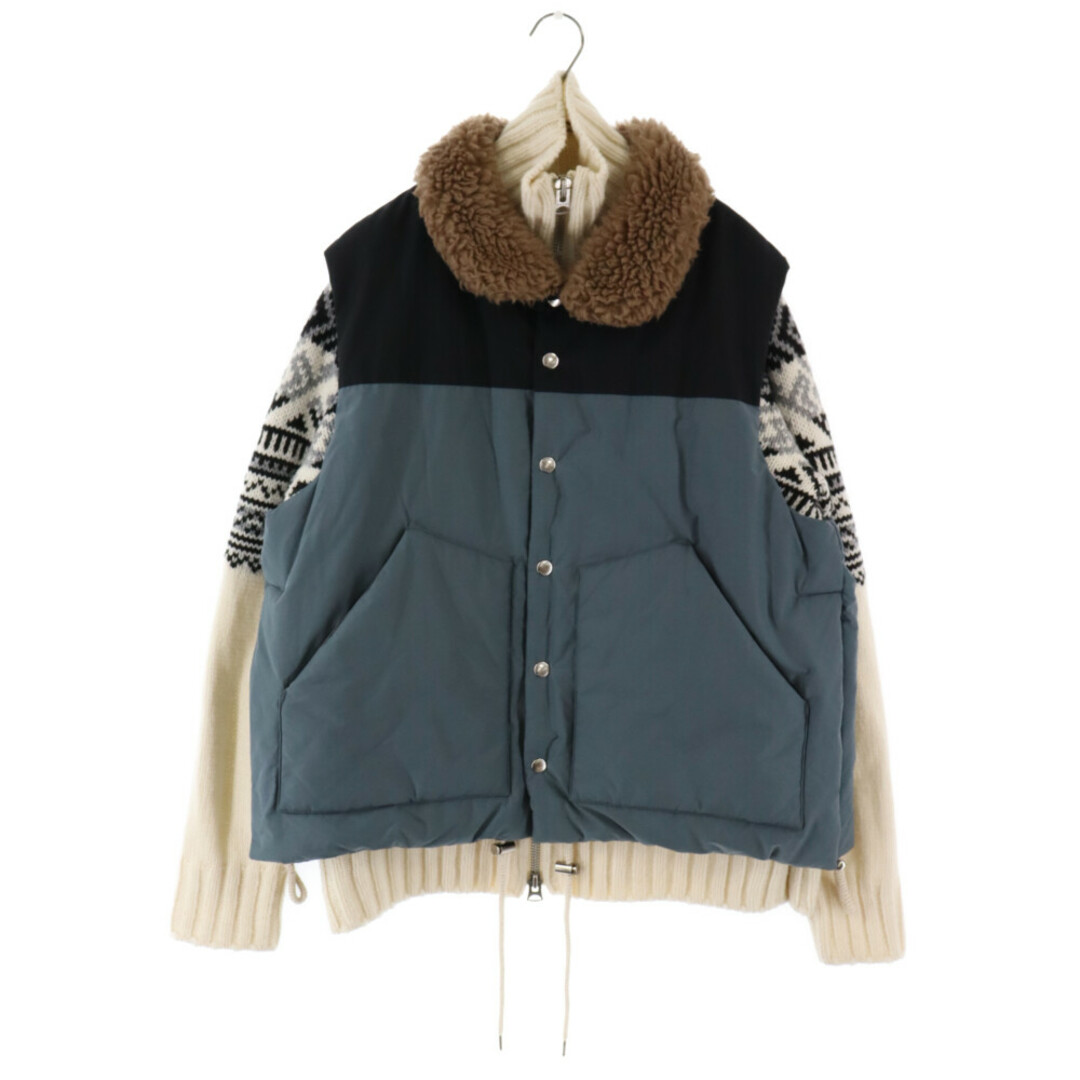 Sacai サカイ 22AW Padded×Geometric Knit Blouson ニット切替ジャケット ネイビー/ホワイト 22-02913M  | フリマアプリ ラクマ