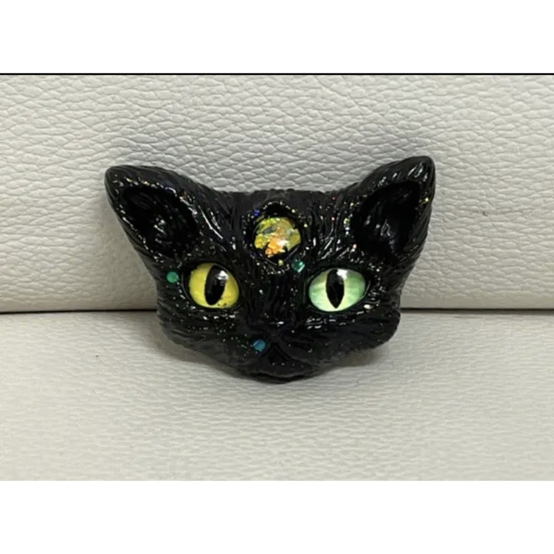 黒猫ちゃんのお顔(黄)〜魔除け⭐️ モリオン　オルゴナイト ハンドメイドのインテリア/家具(その他)の商品写真