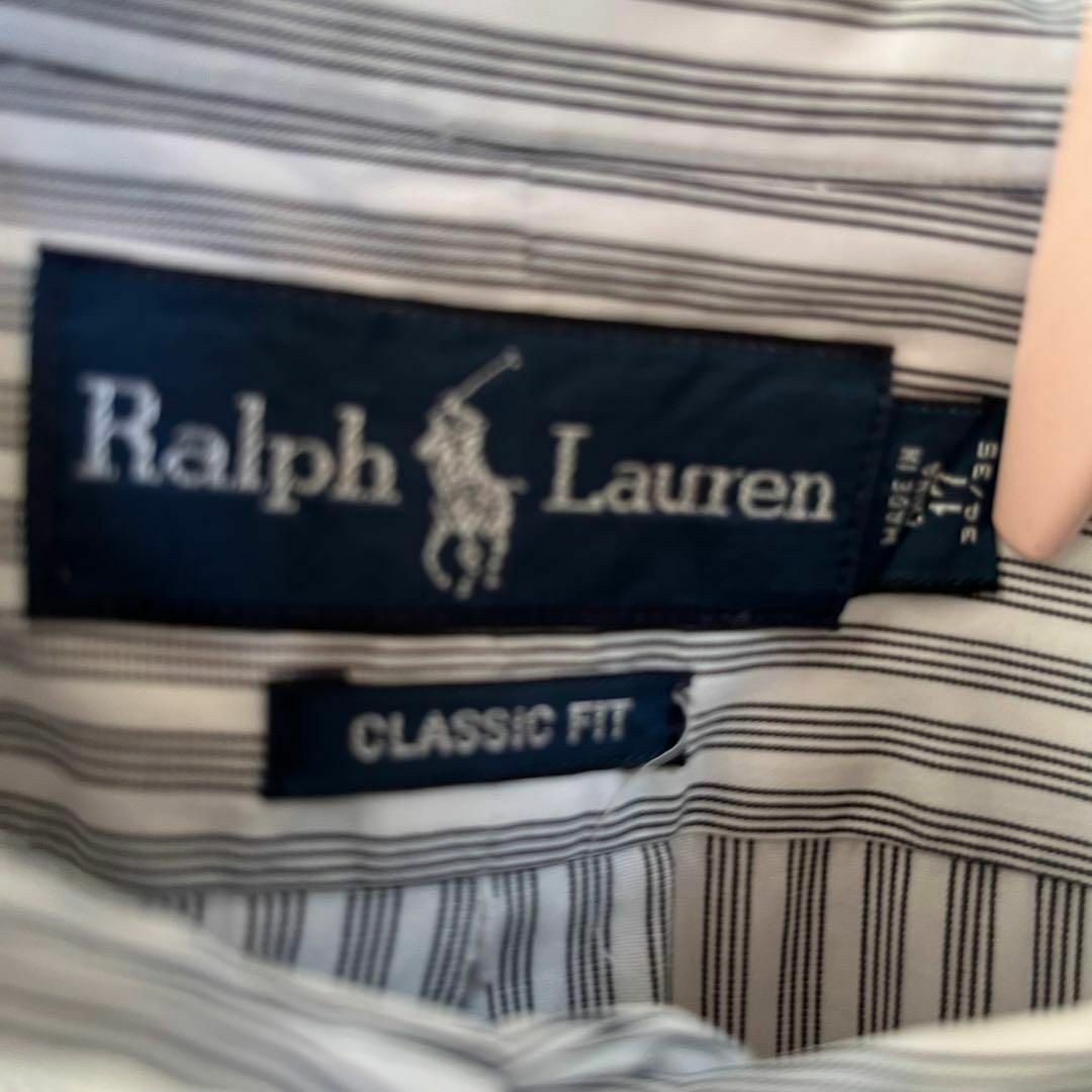 Ralph Lauren(ラルフローレン)のメンズ古着　ラルフローレン長袖刺繍ロゴストライプBDシャツゆるだぼオーバーサイズ メンズのトップス(シャツ)の商品写真