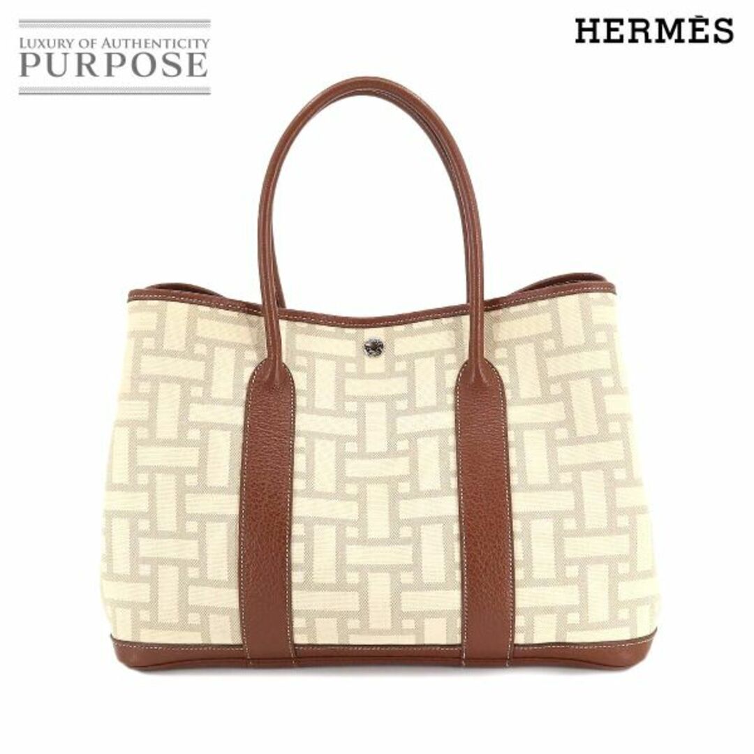 Hermes - エルメス HERMES ガーデンパーティ PM トート バッグ トワルモザイク ネゴンダ ナチュラル マロンドインディ L