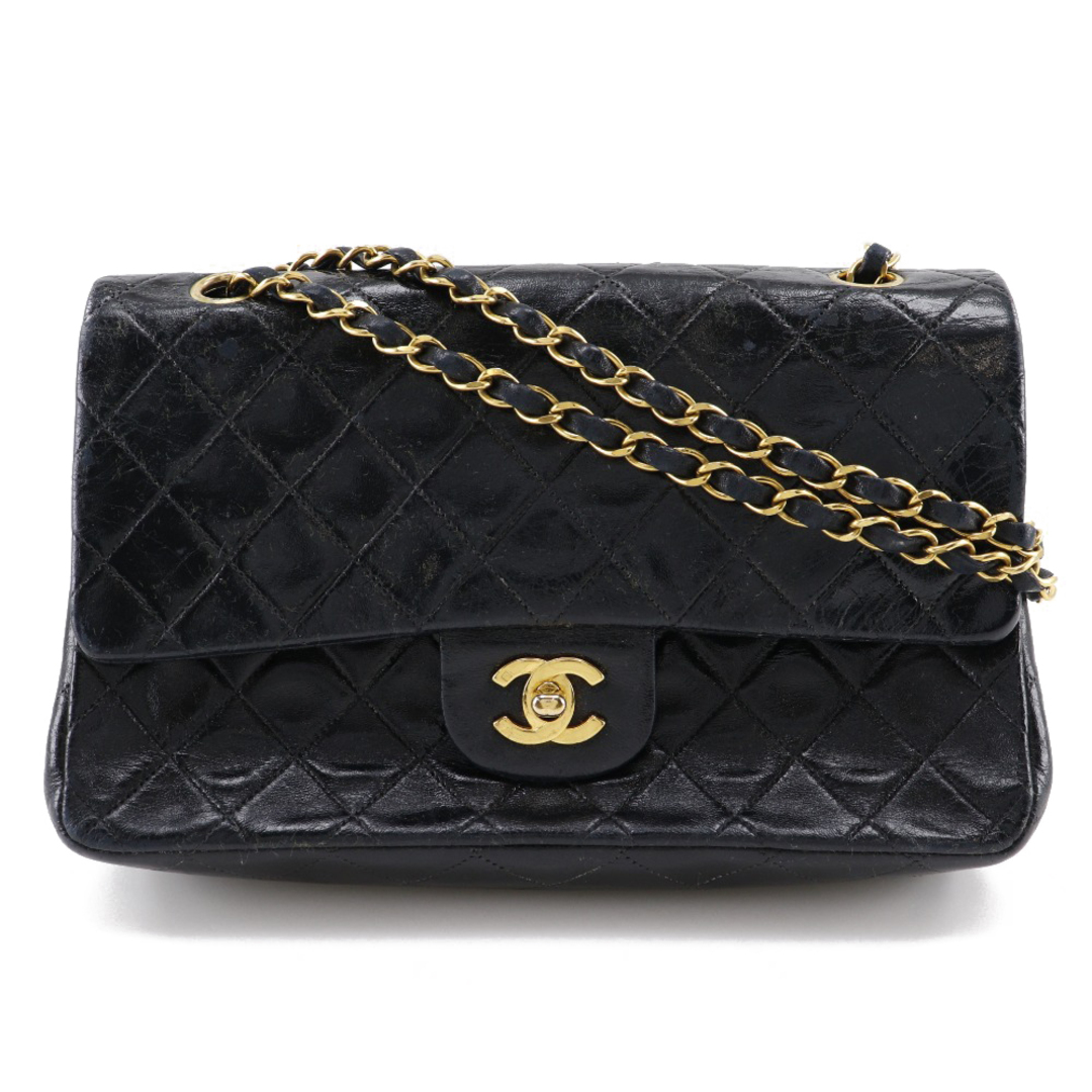 CHANEL - 【CHANEL】シャネル チェーンショルダー ココマーク マトラッセ ダブルフラップ ラムスキン 黒/ゴールド金具 レディース ショルダーバッグ