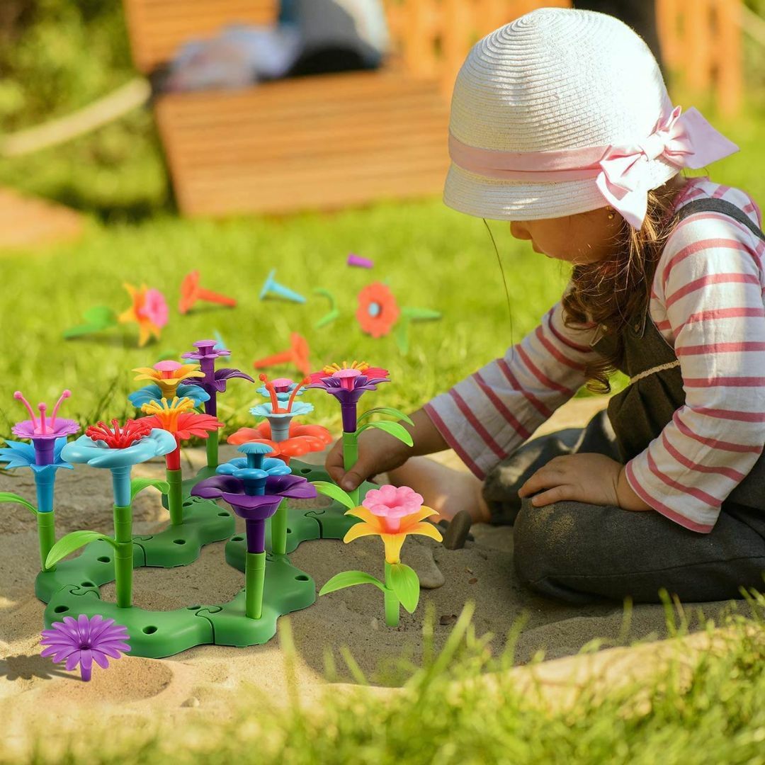 フラワーブロック 花 おもちゃ 立体パズル プラスチック 知育玩具 組み合わせ