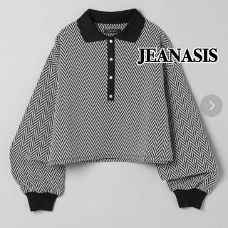 ジーナシス(JEANASIS)の【美品】JEANASIS ヘリボーン ジャガード ショート丈 長袖 ポロシャツ(シャツ/ブラウス(長袖/七分))