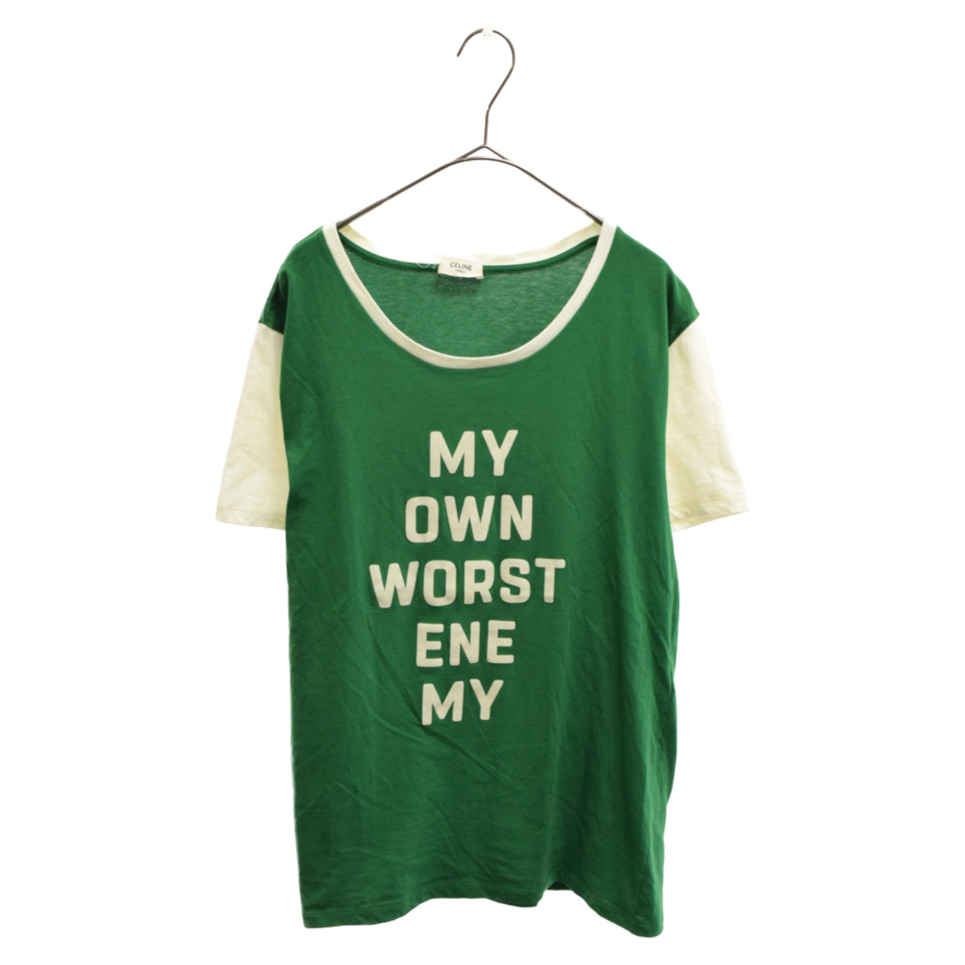 49センチ肩幅CELINE セリーヌ 20SS My OWN WORST ENEMY マイ ワン ワースト エネミー 半袖Tシャツ 2X3096931 グリーン