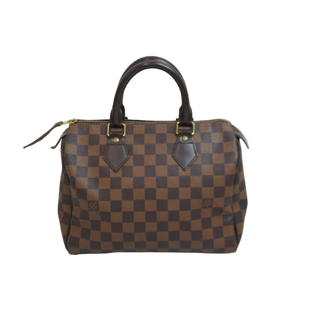 開閉式極美品 LOUIS VUITTON ルイ・ヴィトン ハンドバッグ スピーディ25 N41532 ダミエキャンバス ゴールド金具  53628