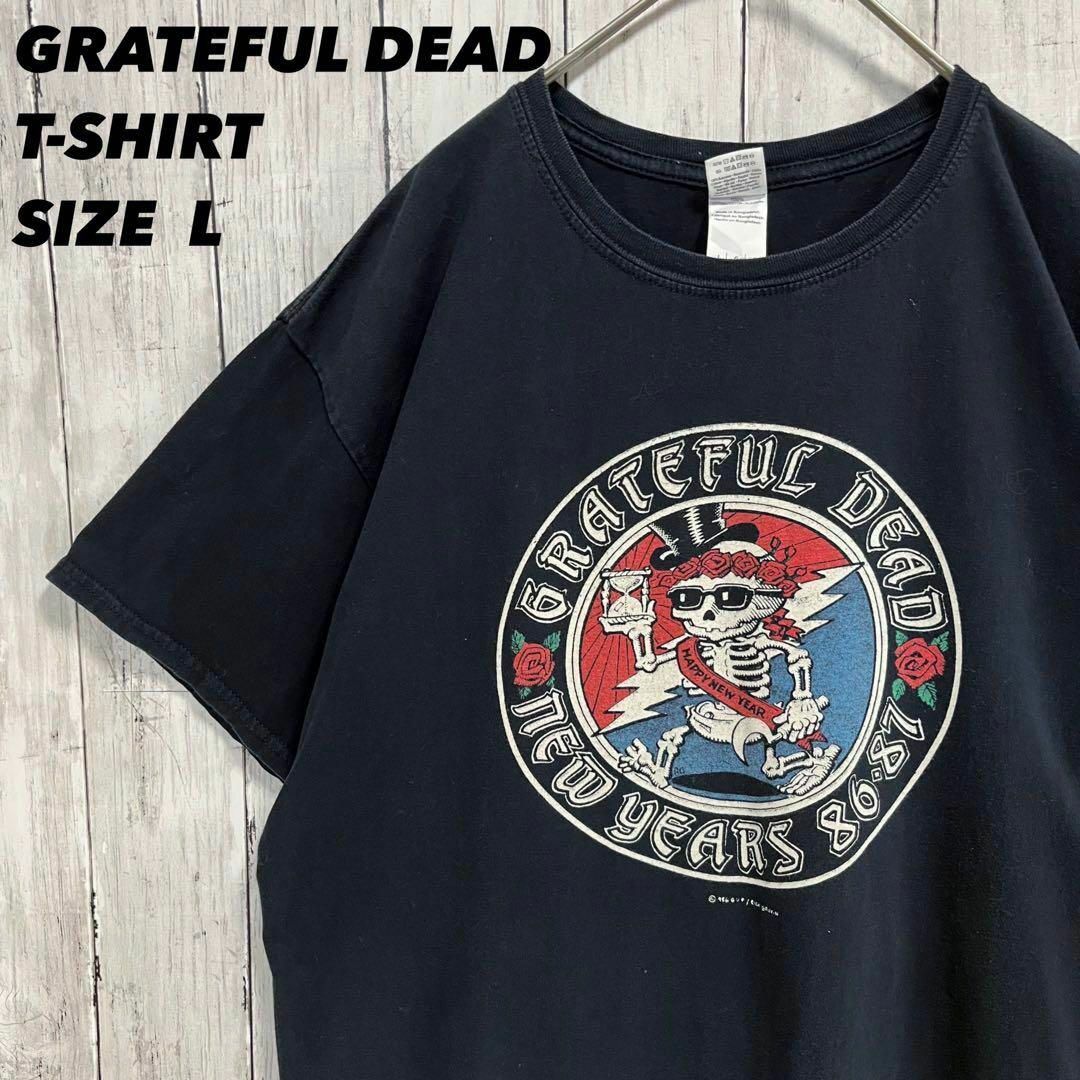 MUSIC TEE(ミュージックティー)のロックバンドTシャツ古着GRATEFUL DEADグレイトフルデッド　サイズL黒 メンズのトップス(Tシャツ/カットソー(半袖/袖なし))の商品写真