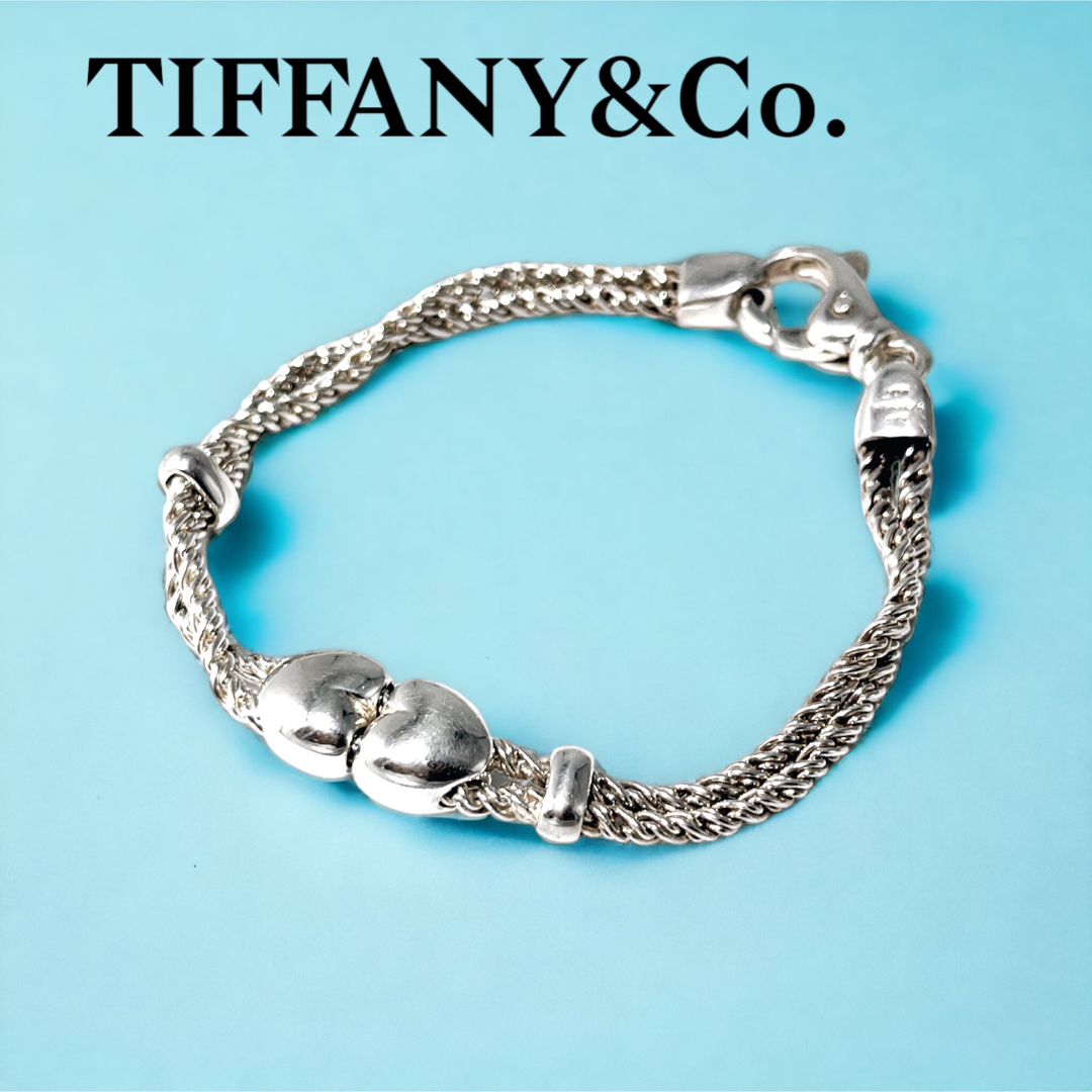 TIFFANY ダブルハート ロープ ブレスレット　スターリングシルバー925