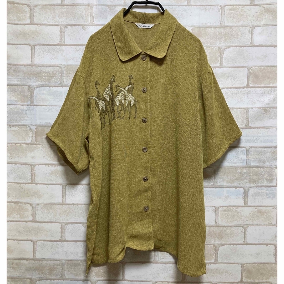 Grimoire(グリモワール)の2点おまとめ　キリン 刺繍 イエロー 黄色 半袖 シャツ レディースのトップス(シャツ/ブラウス(半袖/袖なし))の商品写真