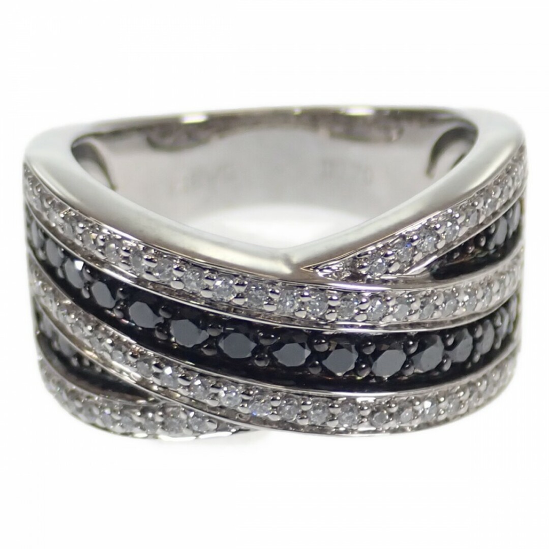 【Aランク】K18WG D0.70 ブラックダイヤモンド デザインリング 指輪 約12号 アクセサリー レディース ジュエリー【ISEYA】