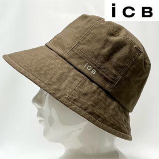 アイシービー(ICB)の【新品】iCB ④日本製涼しい綿麻マニッシュな刺繍ロゴ入りカーキバケットハットM(ハット)